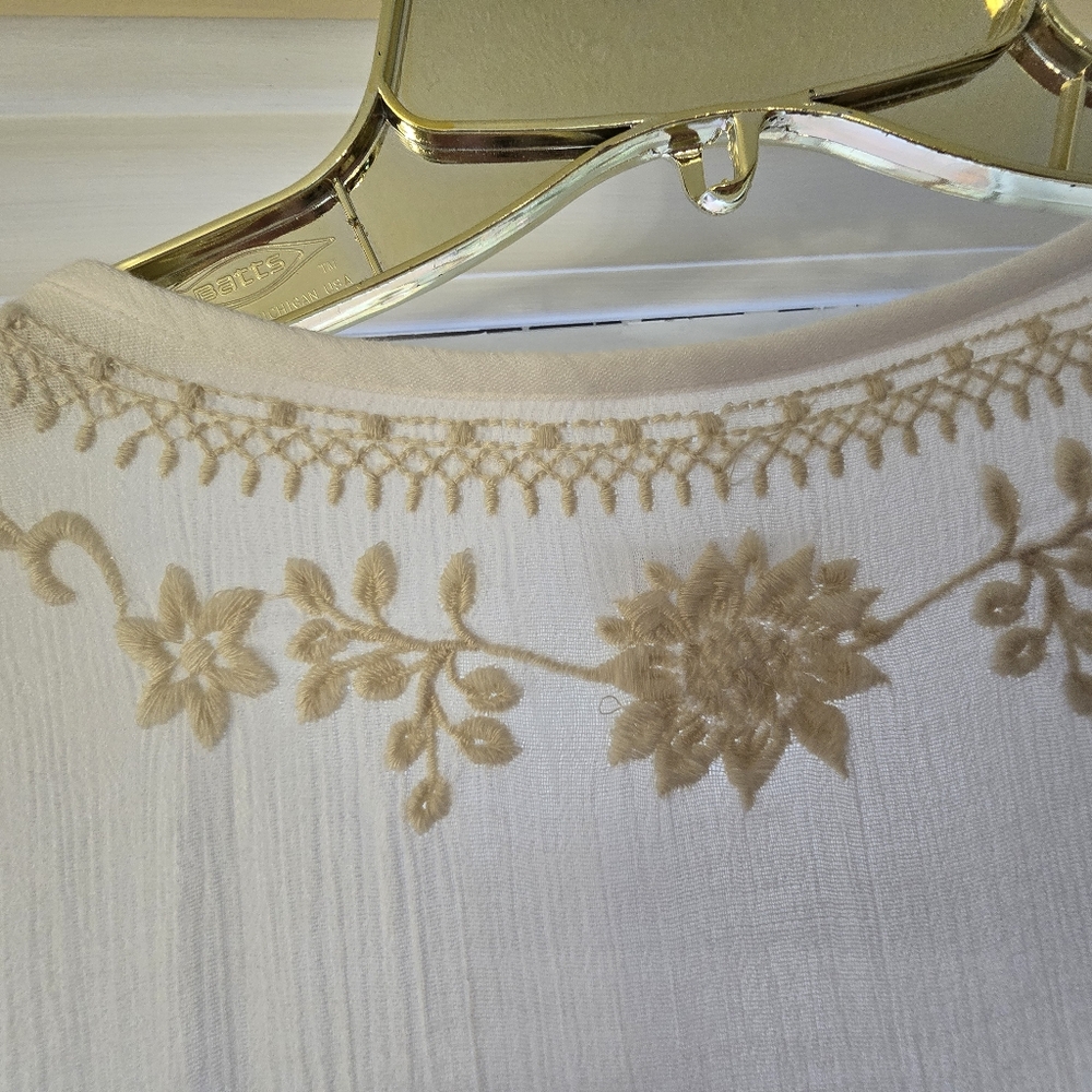 JJill Size 2x Embroidered White and Gold Maxi Dress - Picture 5 of 5